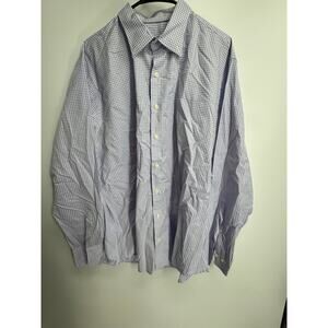 Peter Millar Mens XL Cotton Spandex Shirt White Pink Blue Checked Stretch Casual